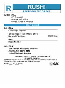 GES shipping label: Refrigerated Direct RUSH