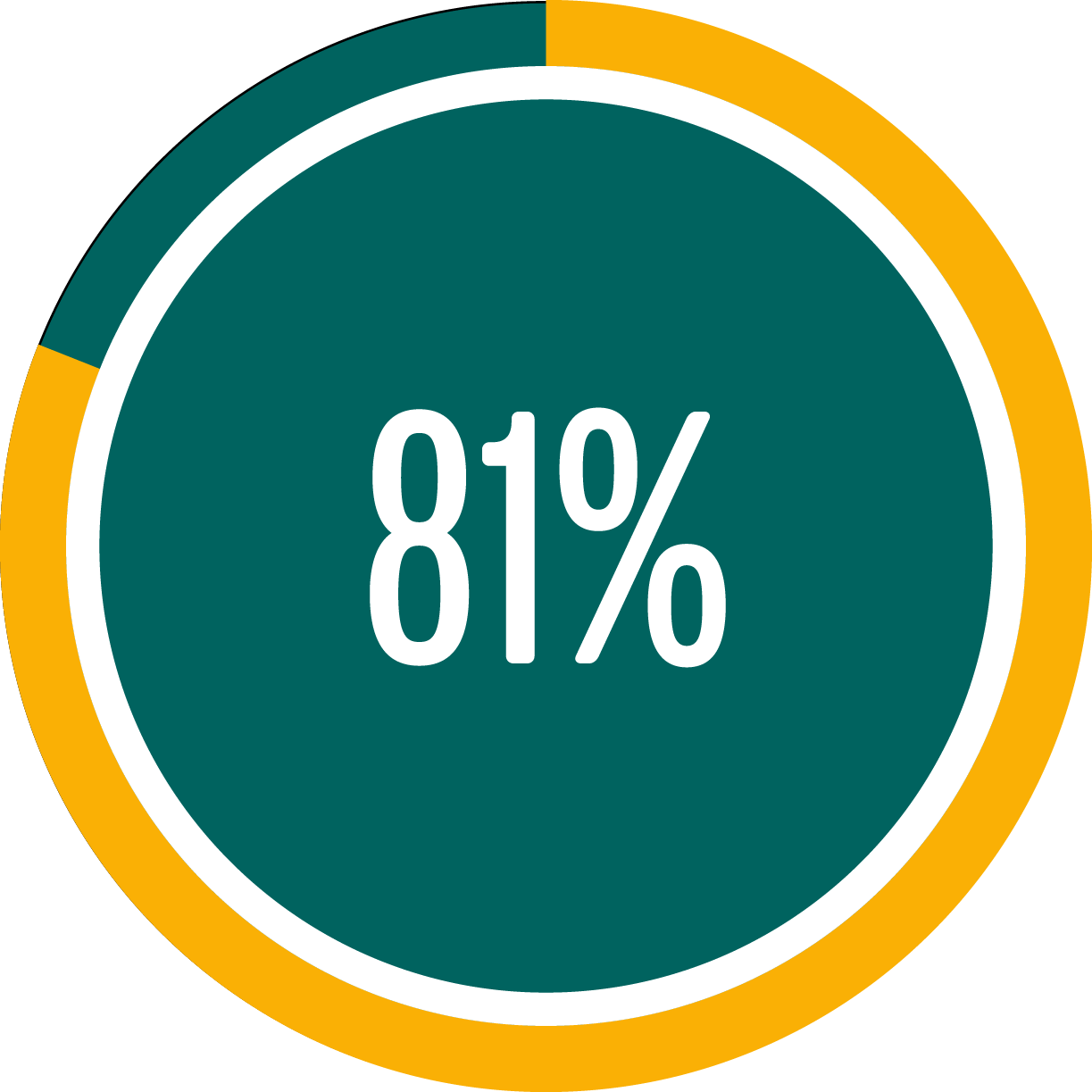 Circle graph showing 81 percent full